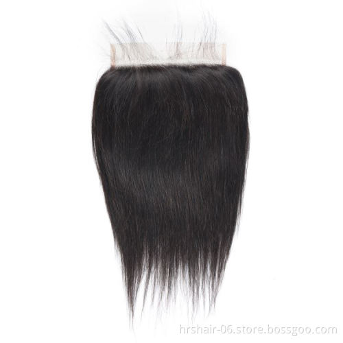 bone straight closure transparent raw 4x4 peruvian  5x5 lace human hair  clousure and frontal for women hair piece